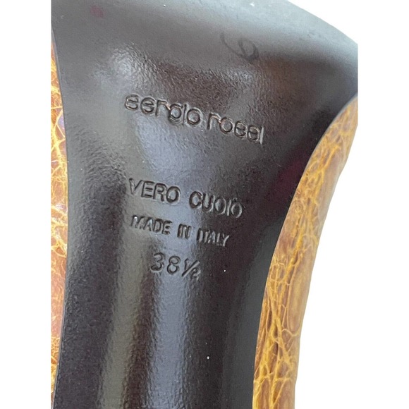 Sergio Rossi‎ Alligator Pointed Pumps 4" Italy Leather Rare size 38.5" - Picture 9 of 9